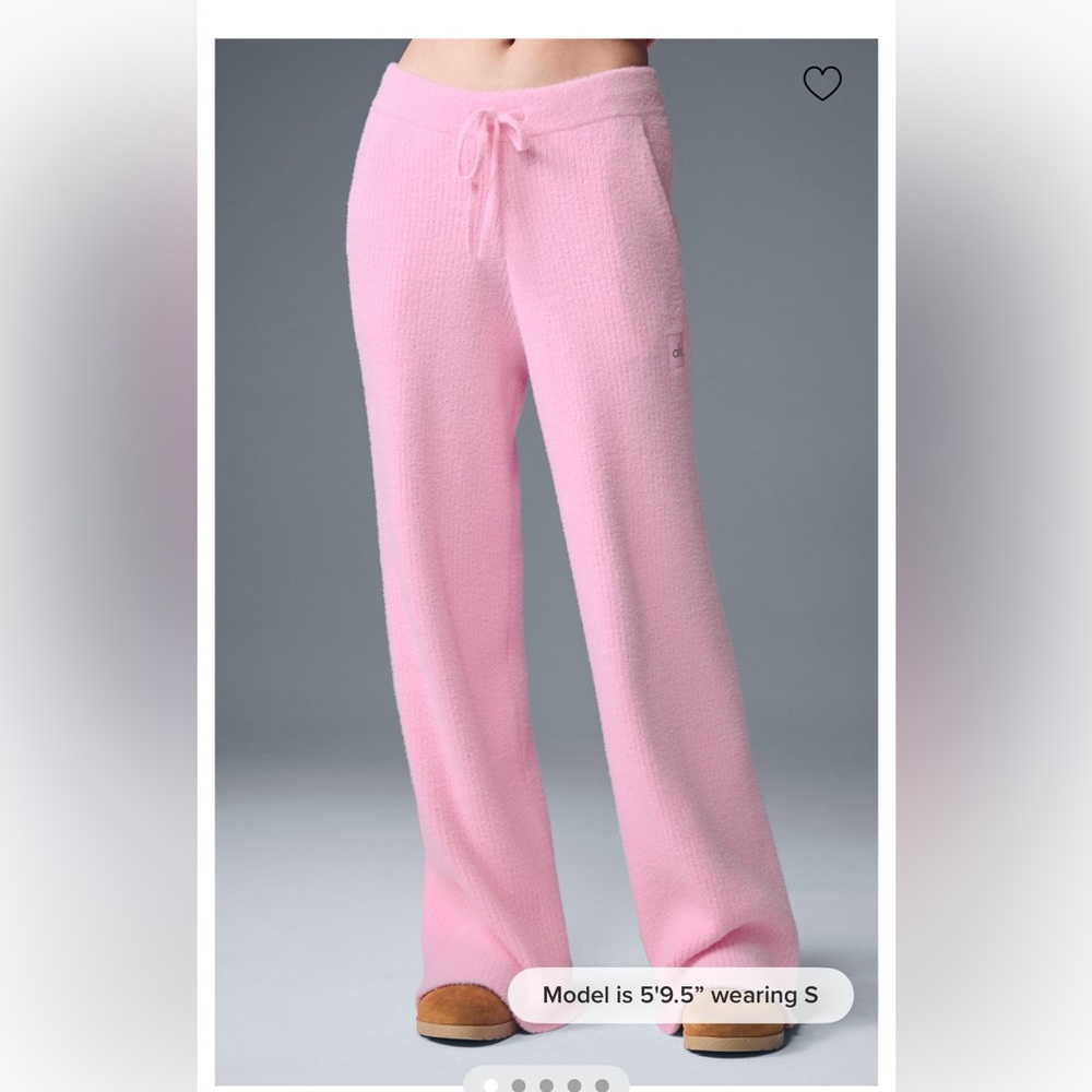 NWT: Alo Snuggle Up Sweater Pants- sweet pink- size Small